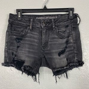 American Eagle Super Stretch Black Midi Shorts